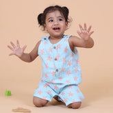 Coral Starfish Muslin Double Layer Baby Romper